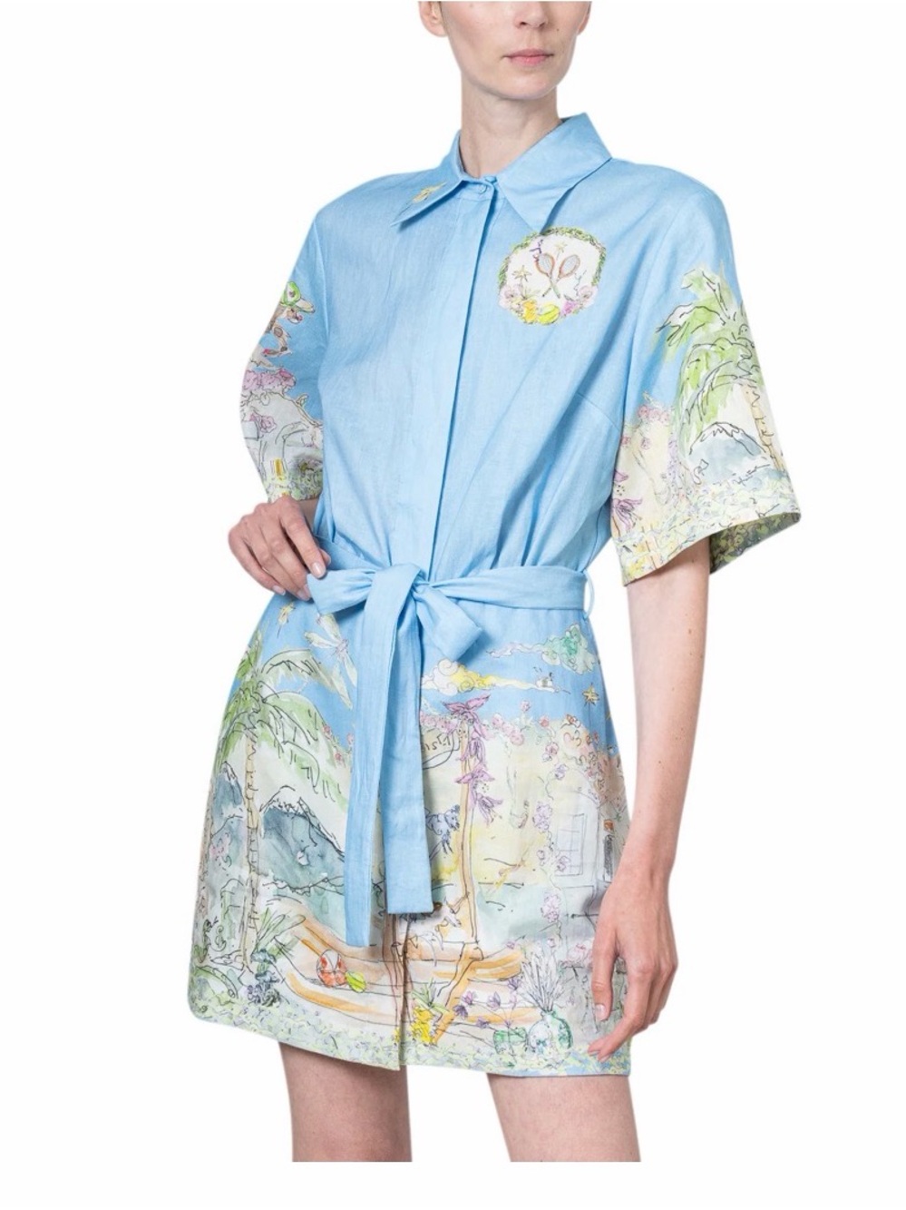 Alemais Light Blue Printed Mini Dress